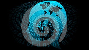 Technology world binary web background. Abstract Artificial intelligence. world network  technology communication background.