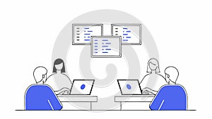 A technologyfocused training session where participants practice coding in pairs highlighting collaboration and