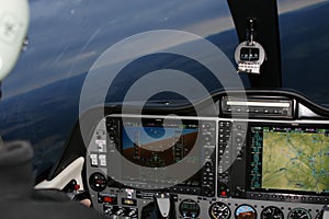 Tecnam cockpit in flight