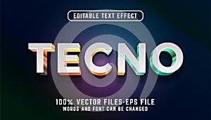 Tecno 3d text effect. editable text effect premium vectors