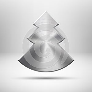 Tecnology Christmas tree icon with metal texture