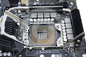 Tecnology socket LGA 1366 for cpu on motherboard computer with c
