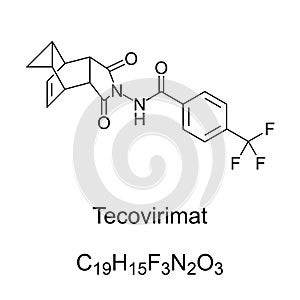 Tecovirimat, chemical formula and skeletal structure photo