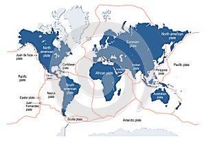 Tectonic plate. Earth`s lithosphere. world map photo