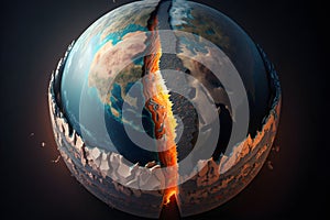 Tectonic plate shift and tectonic fault concept. Generative AI photo