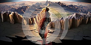 Tectonic plate shift and tectonic fault concept. Generative AI photo