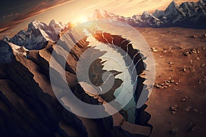 Tectonic plate shift and tectonic fault concept. Generative AI photo