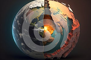 Tectonic plate shift and tectonic fault concept. Generative AI photo