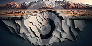 Tectonic plate shift and tectonic fault concept. Generative AI photo