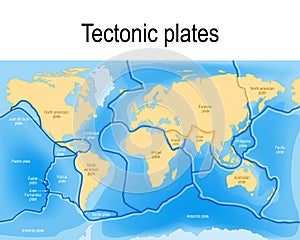 Tectonic plates. map