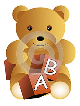 Teddy bear with abc cubes