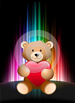 Teddy Bear on Abstract Spectrum Background
