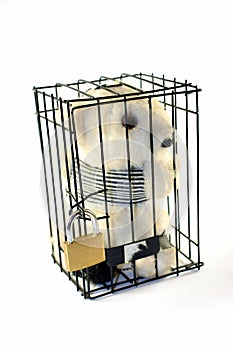 Teddy bear as prisoner