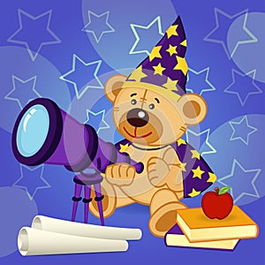Teddy bear astronomer photo