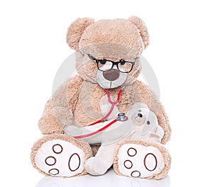 Teddy bear baby at the doctor or hospital