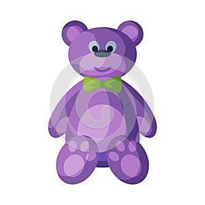 Teddy Bear Baby Toy, Cute Stuffed Plaything for Toddler Kids Flat Vector Illustration