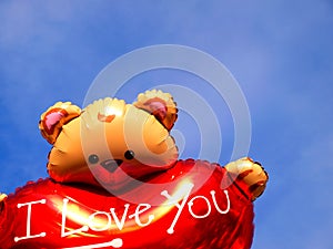 Teddy bear ballons in the sky