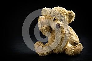 Teddy bear on black background