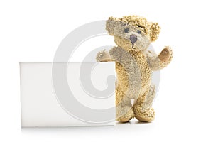 Teddy bear with blank board