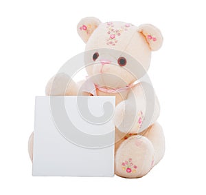 Teddy bear with a blank card