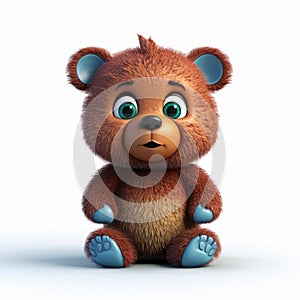 Realistic 3d Teddy Bear Illustration On White Background photo