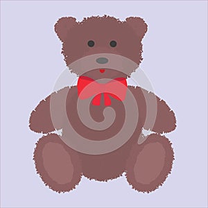 Teddy bear with brown fur. Vector illustration.