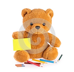 Teddy bear. child drawing concept isolated white background