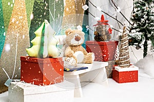 teddy bear in christmas wanderland photo