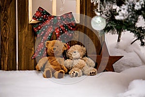 teddy bear in christmas wanderland photo