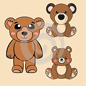 Teddy bear cute cartoon character bundle set