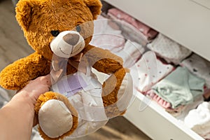 Teddy bear and diapers