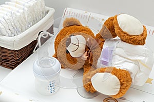 Teddy bear and diapers