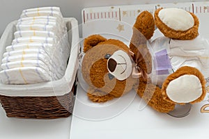 Teddy bear and diapers