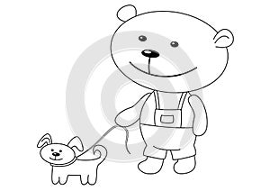 Teddy-bear with a dog, contours photo