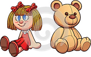 Teddy bear and doll