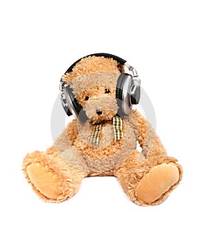 Teddy bear with ear-phones