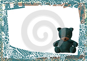 Teddy bear empty greeting card frame