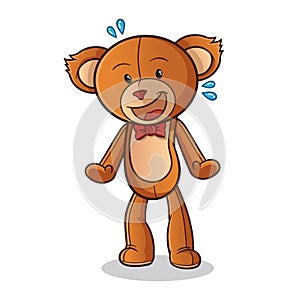 Teddy bear excited mascot vector cartoon art illustration