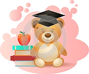 Teddy Bear Graduate Toy Vector Illustration