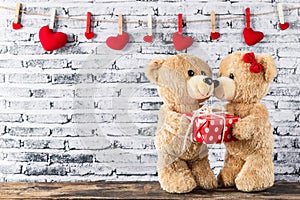 Teddy bear have a gift to girl friend