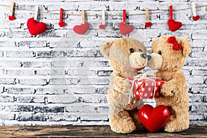 Teddy bear have a gift to girl friend