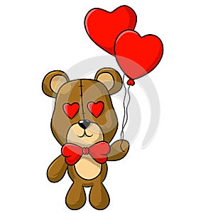 Teddy bear holding a love balloon