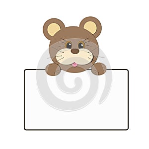 Teddy bear holds an empty sheet, a banner for your text