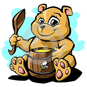 Teddy bear with honey vector illustration