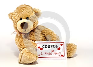 Teddy bear with hug coupon