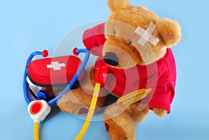Teddy bear is ill