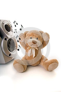Teddy bear irritated by loud music
