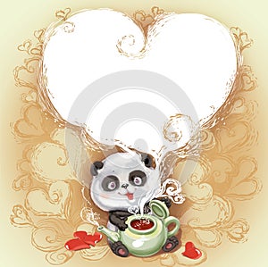 Teddy Bear Panda congratulates Happy Valentine's Day