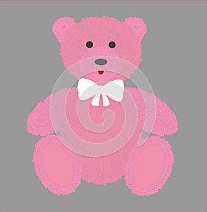 Teddy bear with pink fur. Vector illustration.