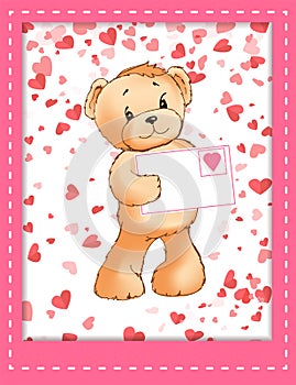 Teddy Bear Plush Toy with Love Letter in Envelope